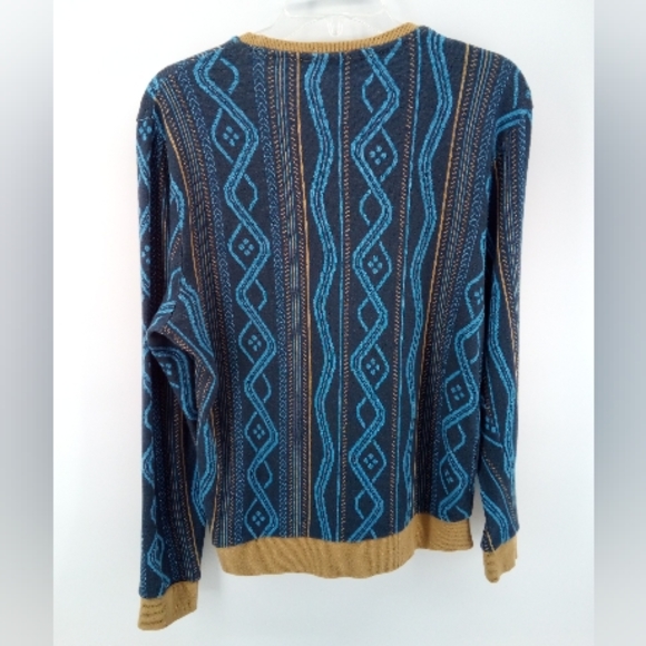 Topman 100% Cotton Argyle Blue Brown Pocket Sweater XS Extra Button Men's - Picture 4 of 10